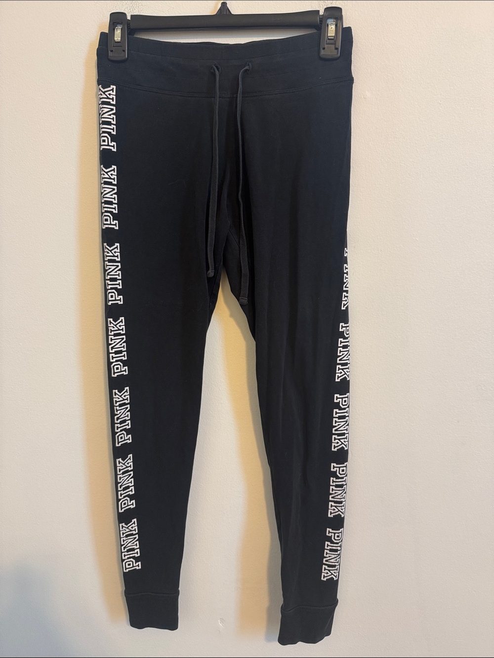 PINK Victoria's Secret Black Logo Side-Stripe Joggers